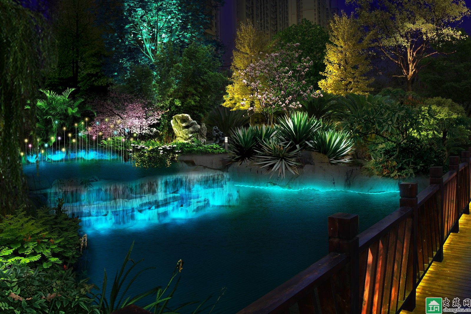 项目说明:       公园河道亮化设计,桥夜景亮化水系亮化